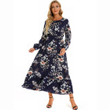 Women’s Bohemian Floral Maxi Dress with Full Sleeves