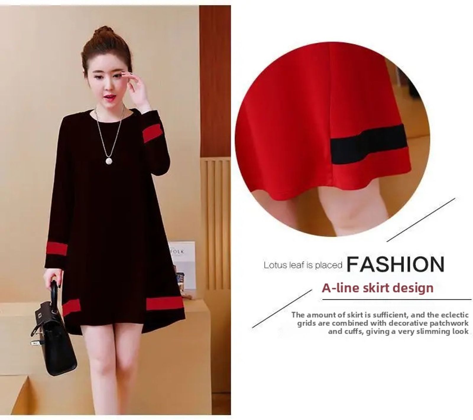 Plus Size Women's Long Sleeve T-Shirt Dress