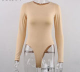 Sexy Y2K Long Sleeve Cotton Bodysuit for Women