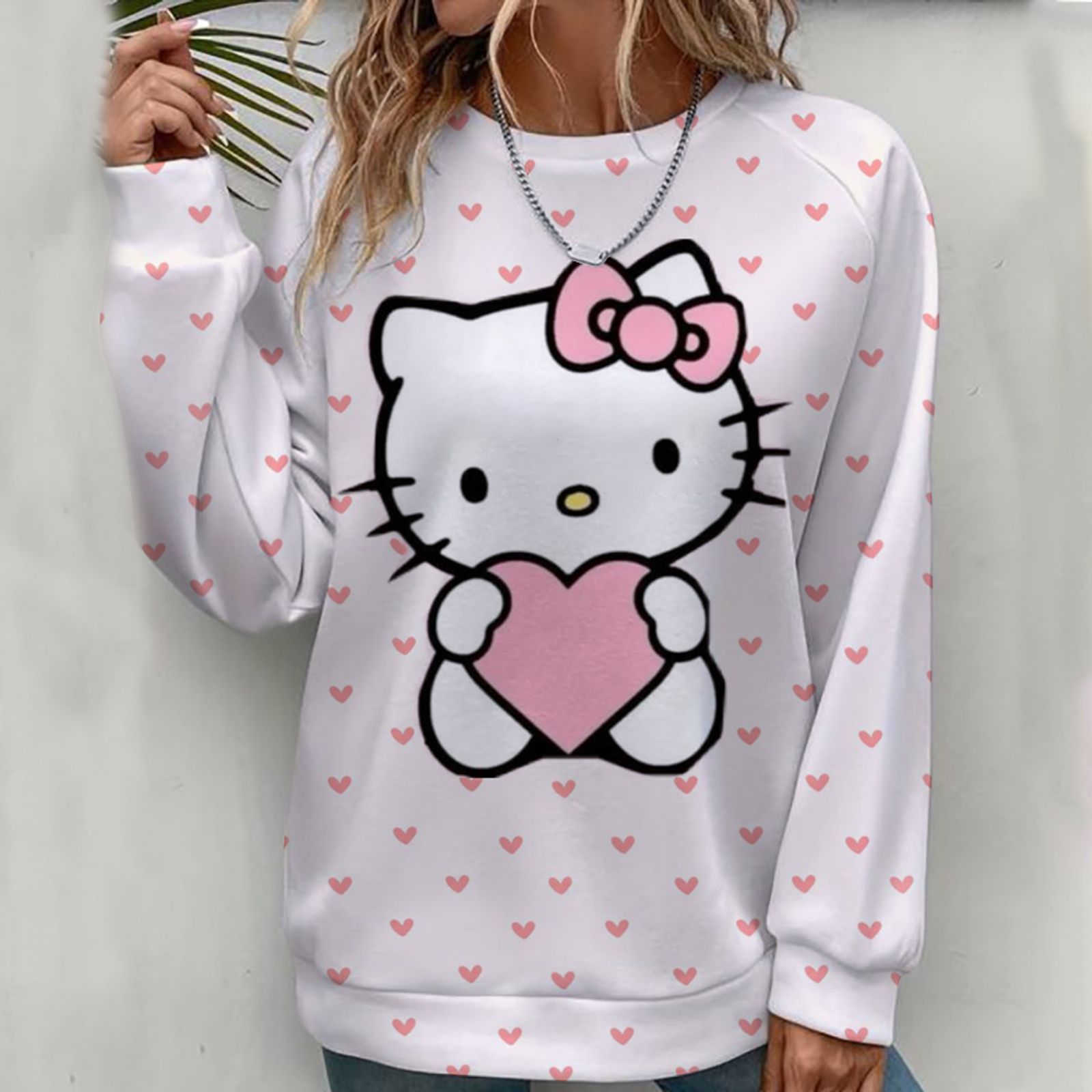 Hello Kitty Women's Hoodie - Fashionable Round Neck Sweatshirt