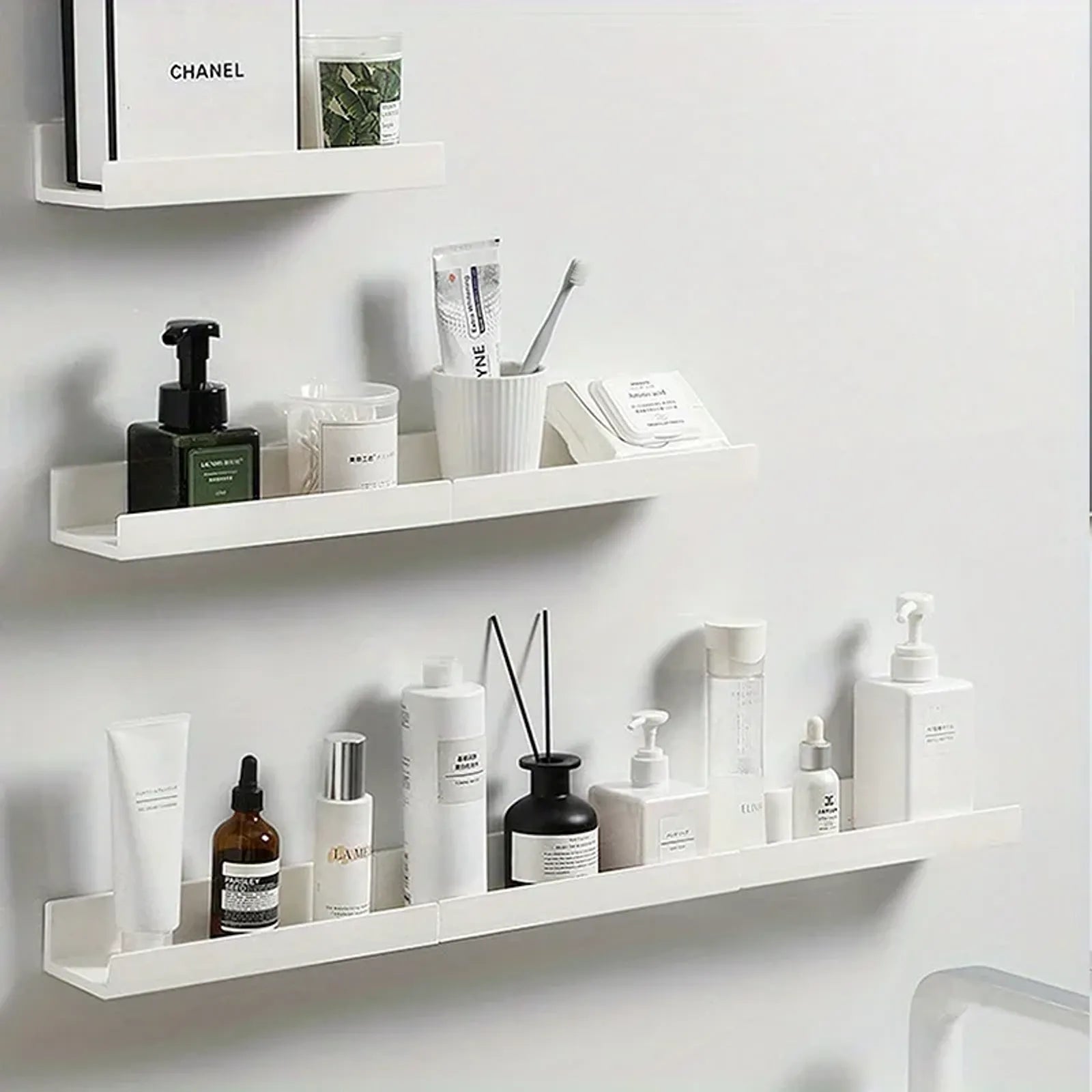 Self-Adhesive Bathroom Shelf Makeup Organizer Rack