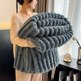 Soft & Warm Fluffy Throw Blanket - Decorative Striped Design