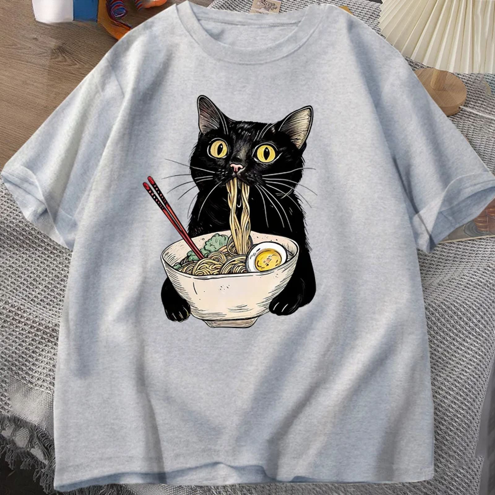 Noodle Ramen Cat T-Shirt for Foodie Lovers
