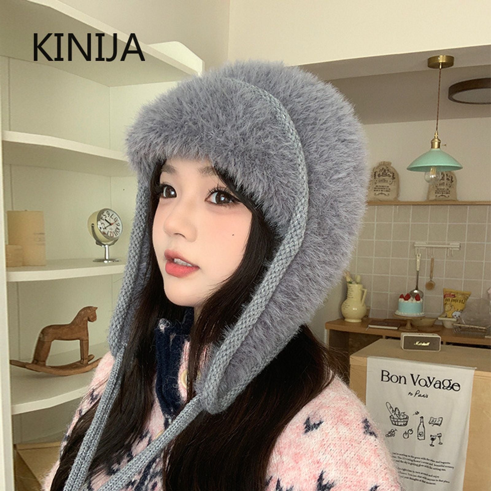 Cozy Winter Earflaps Beanie Hat for Women