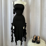 Women’s Strapless Floral High Slit Mini Dress