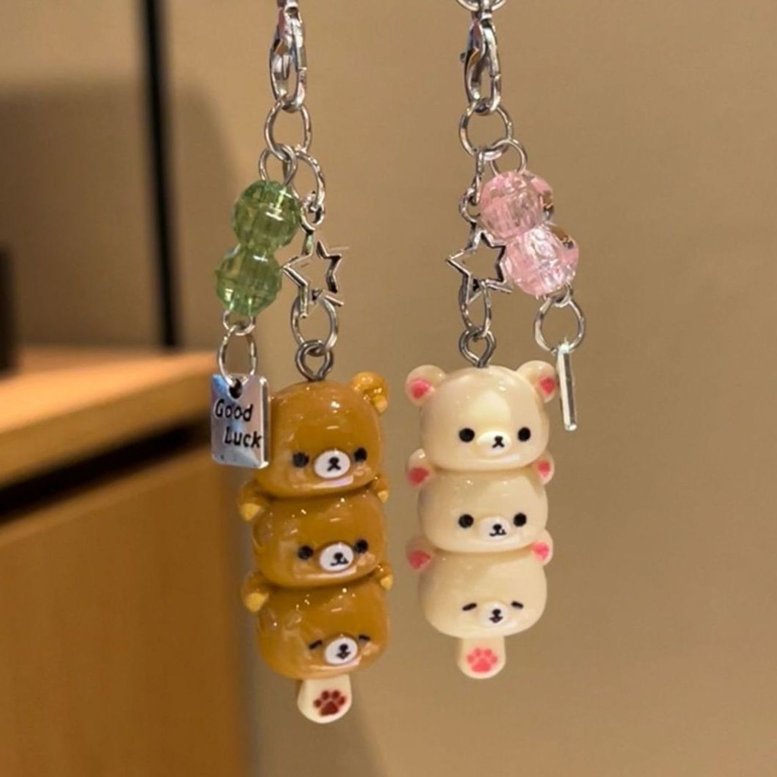 Kawaii Bear Phone Charm Keychain Pendant for Kids