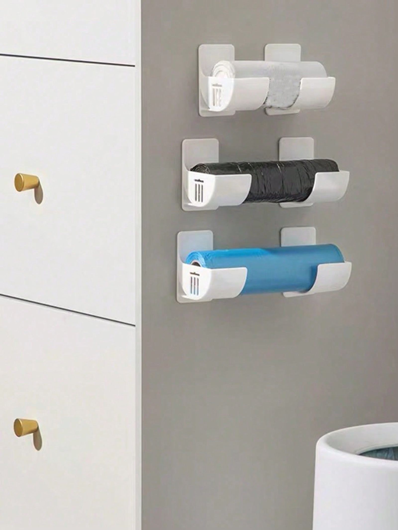 2pcs No Punch Trash Bag Dispenser - Kitchen Organizer