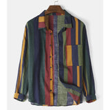 Autumn Men's Colorful Striped Long Sleeve Button-down Shirt