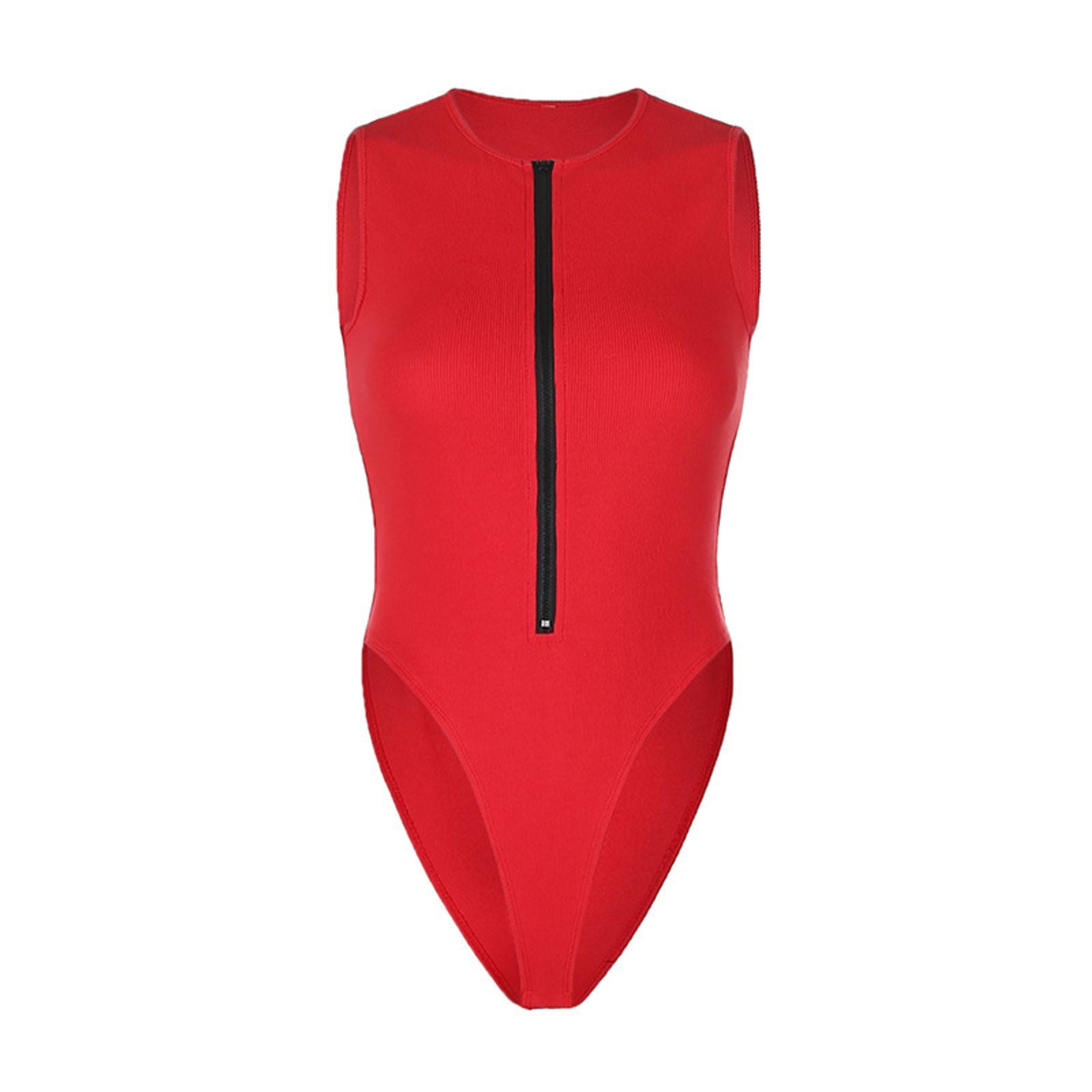 Zipper Bodysuit for Women - Sexy Sleeveless Summer Jumpsuit