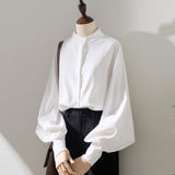 Women's Spring Autumn Blouse with Long Lantern Sleeves