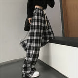 Oversized Black Plaid Women’s Sweatpants