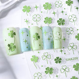 2pcs Green Four Leaves Clover Nail Art Stickers