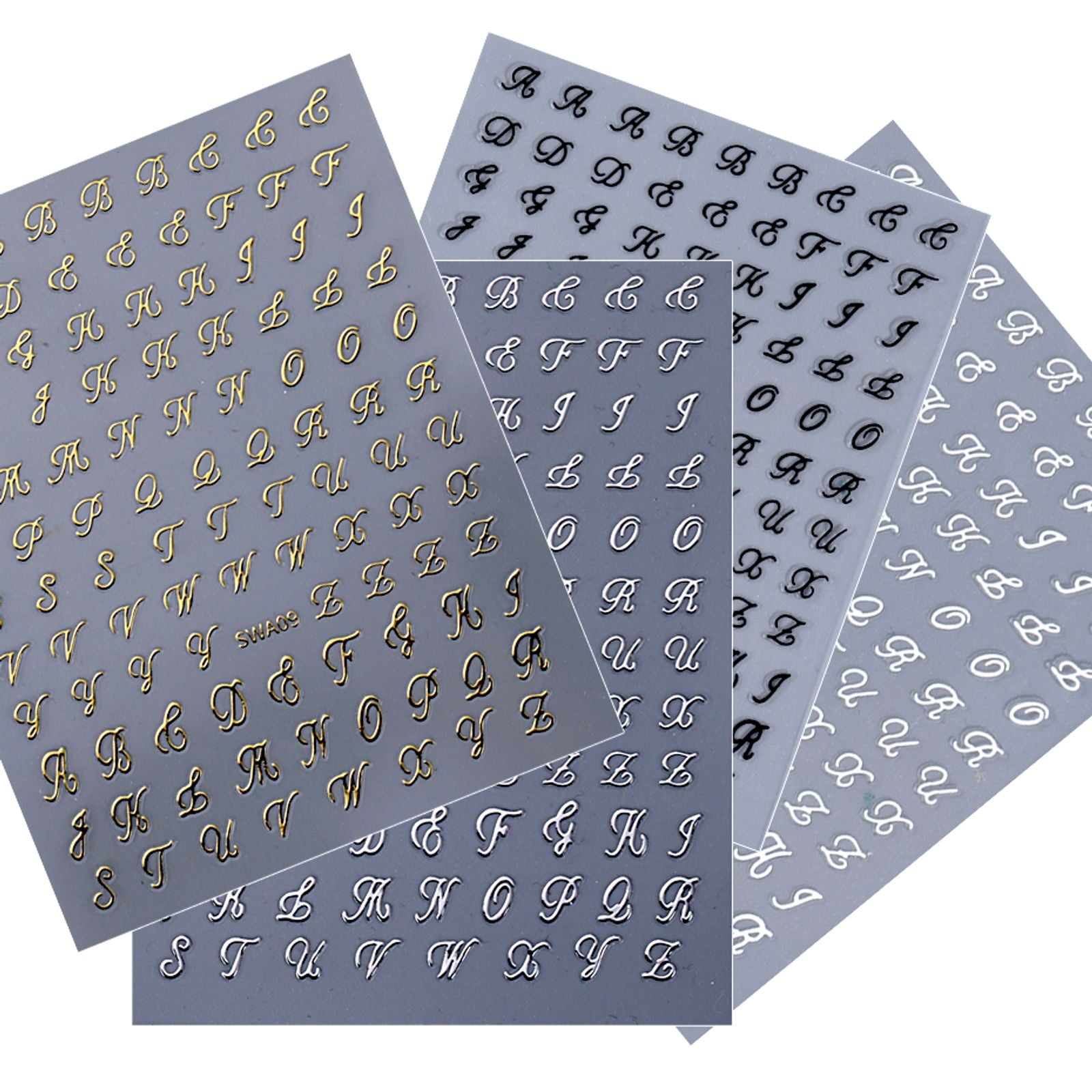 4pcs Alphabet Nail Stickers - Roman Letter Design