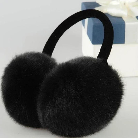 Plush Black Earmuffs - Winter Windproof Ear Protection