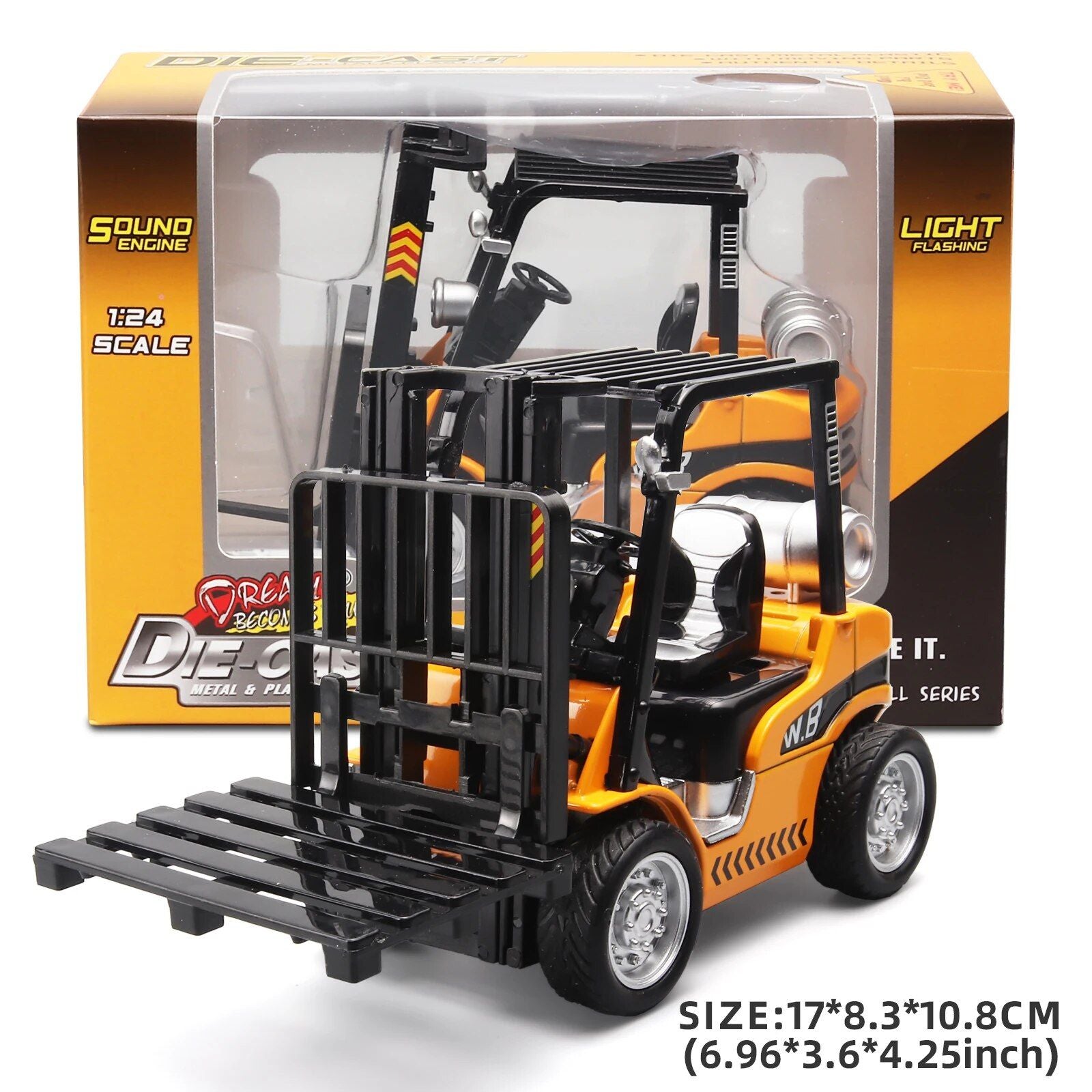 1:24 Scale Alloy Construction Forklift & Crane Toy Model