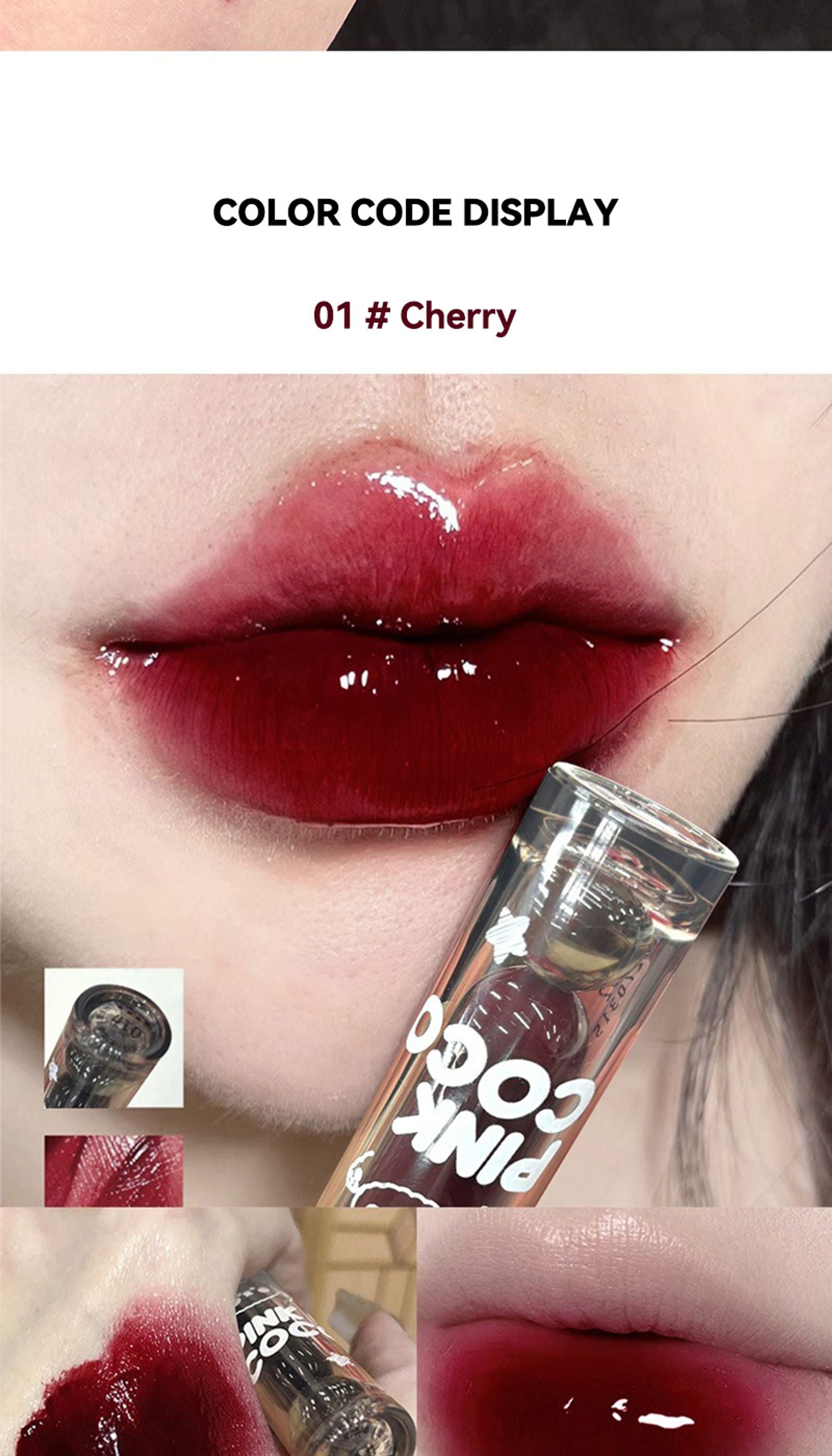 PINKCOCO Bear Doodle Mirror Lip Glaze - Long-Lasting Gloss