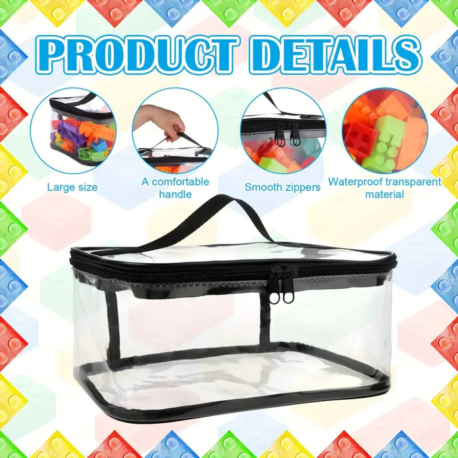 Transparent Mesh Zipper Toy Storage Bag - Large Capacity Organizer