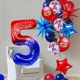 Spider Theme Number Balloons Set with Star Confetti
