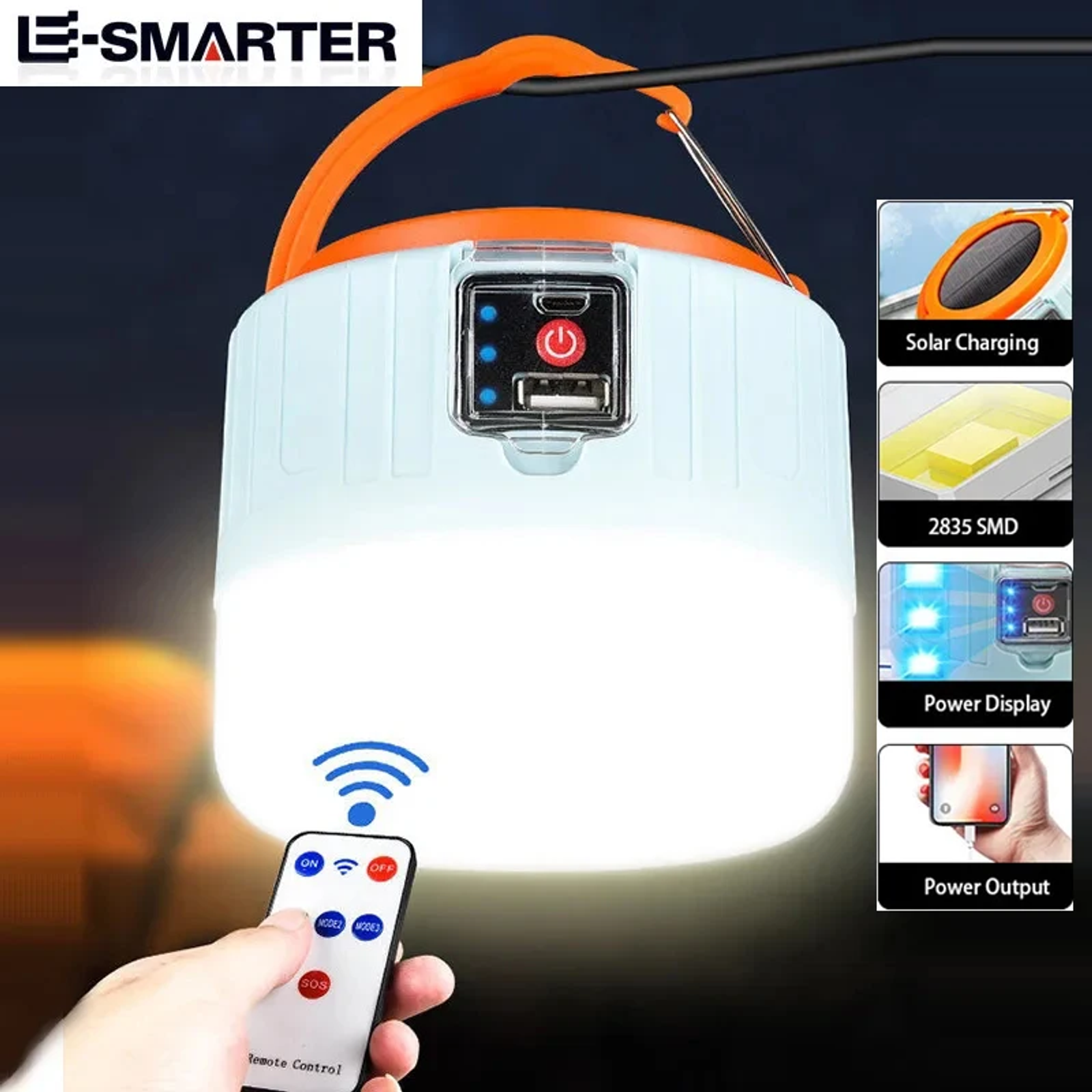Outdoor Solar LED Camping Lantern - USB Rechargeable Portable Light