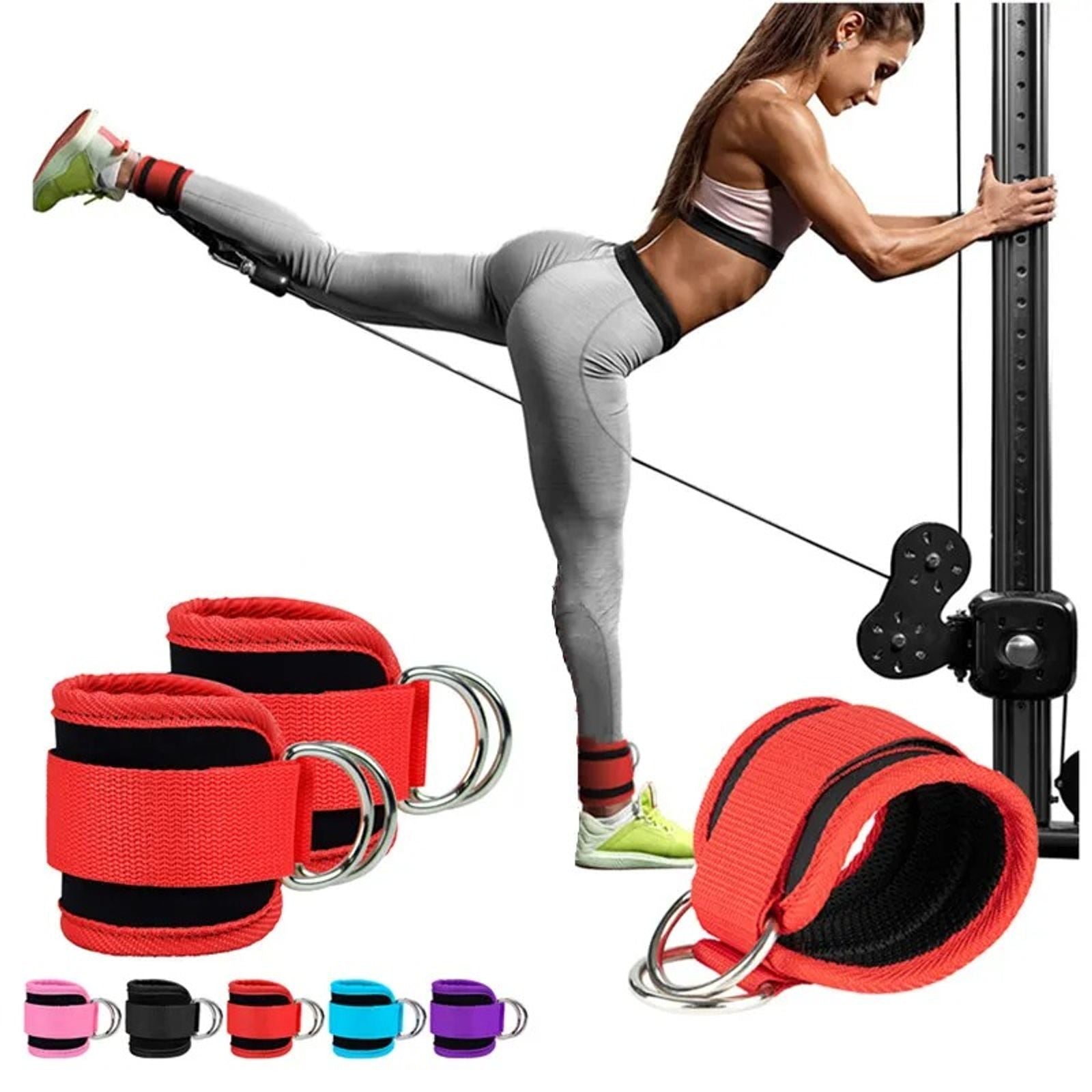 Cable Ankle Straps with Double D-Ring for Gym Workouts