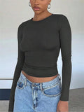 Basic Long Sleeve Crop Top for Women