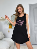 Women's Sleeveless Vest Nightdress with Love Print