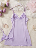 Light Purple Lace Bow Nightdress for Women