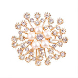 Large Rhinestone Pearl Snowflake Brooch for Women