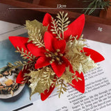 20 Pcs Glitter Artificial Christmas Flowers for Holiday Decor