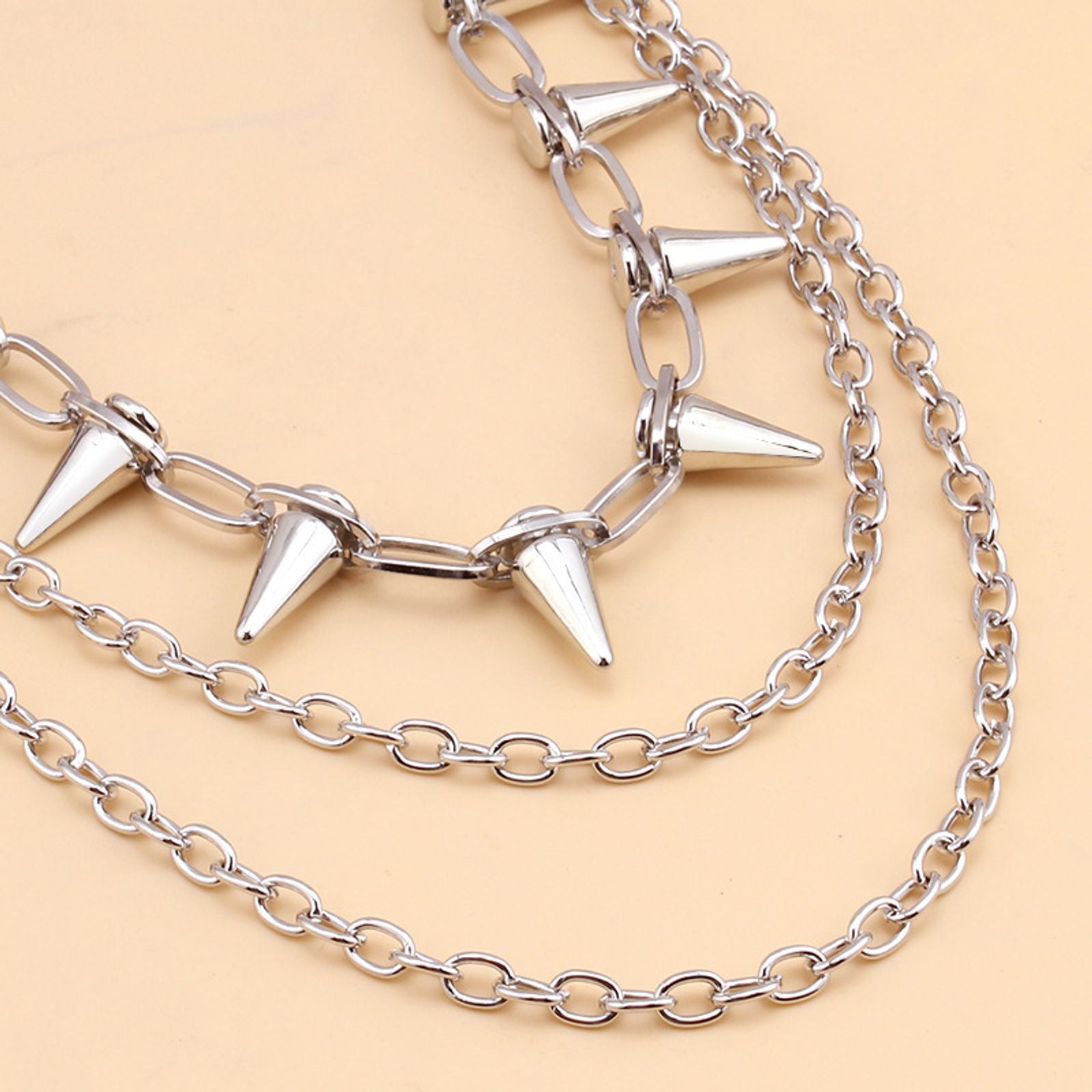 Layered Punk Street Spike Chain Keychain for Men and Women