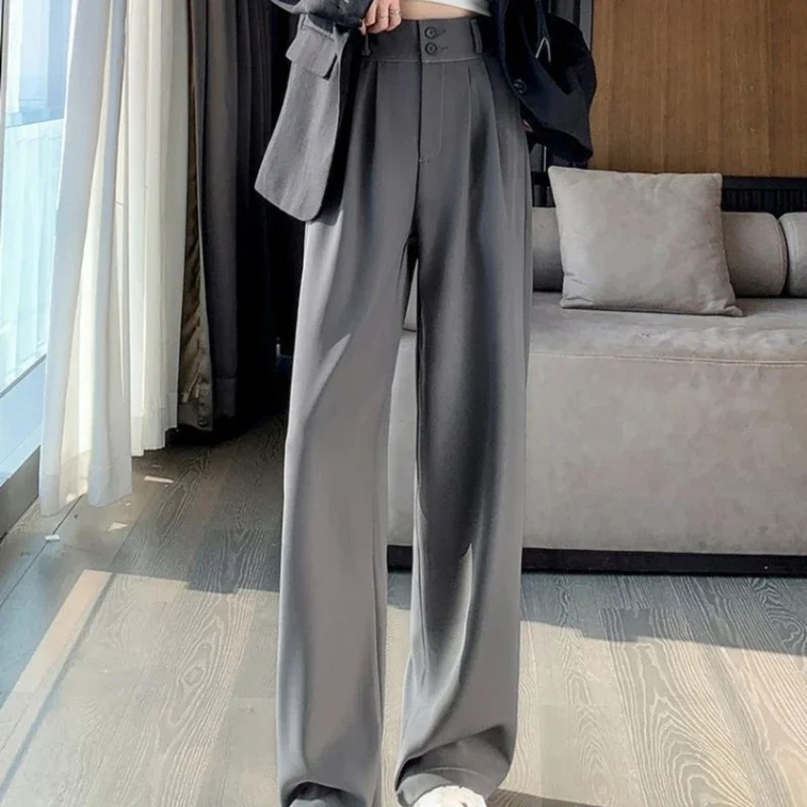 Elegant Wide Leg Pants for Women - High Waist Black Trousers