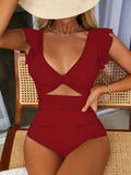 Contrast Mesh One Piece Swimsuit with Tummy Control