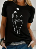 Whimsical Cat Print T-Shirt for Women