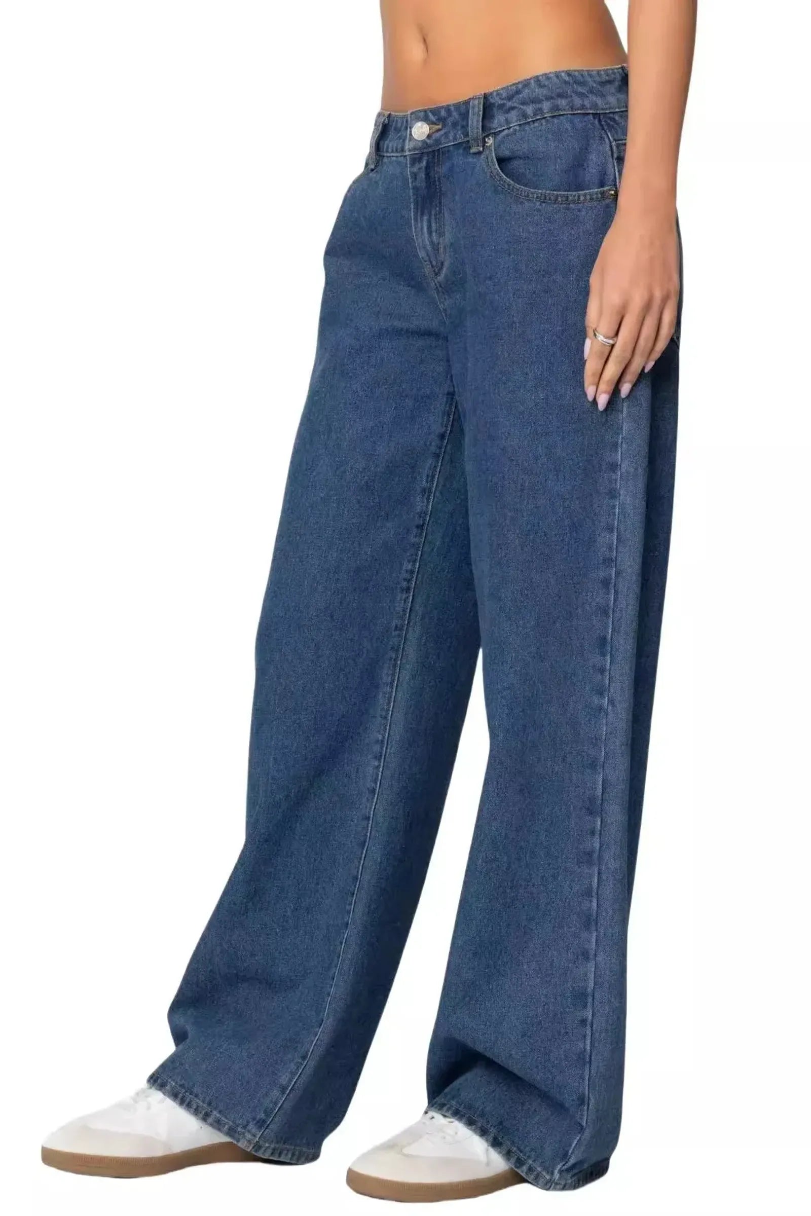 Fashionable Women's High Waist Wide Leg Jeans