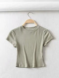 Summer Sexy Women’s O-neck Short Sleeve Crop Top