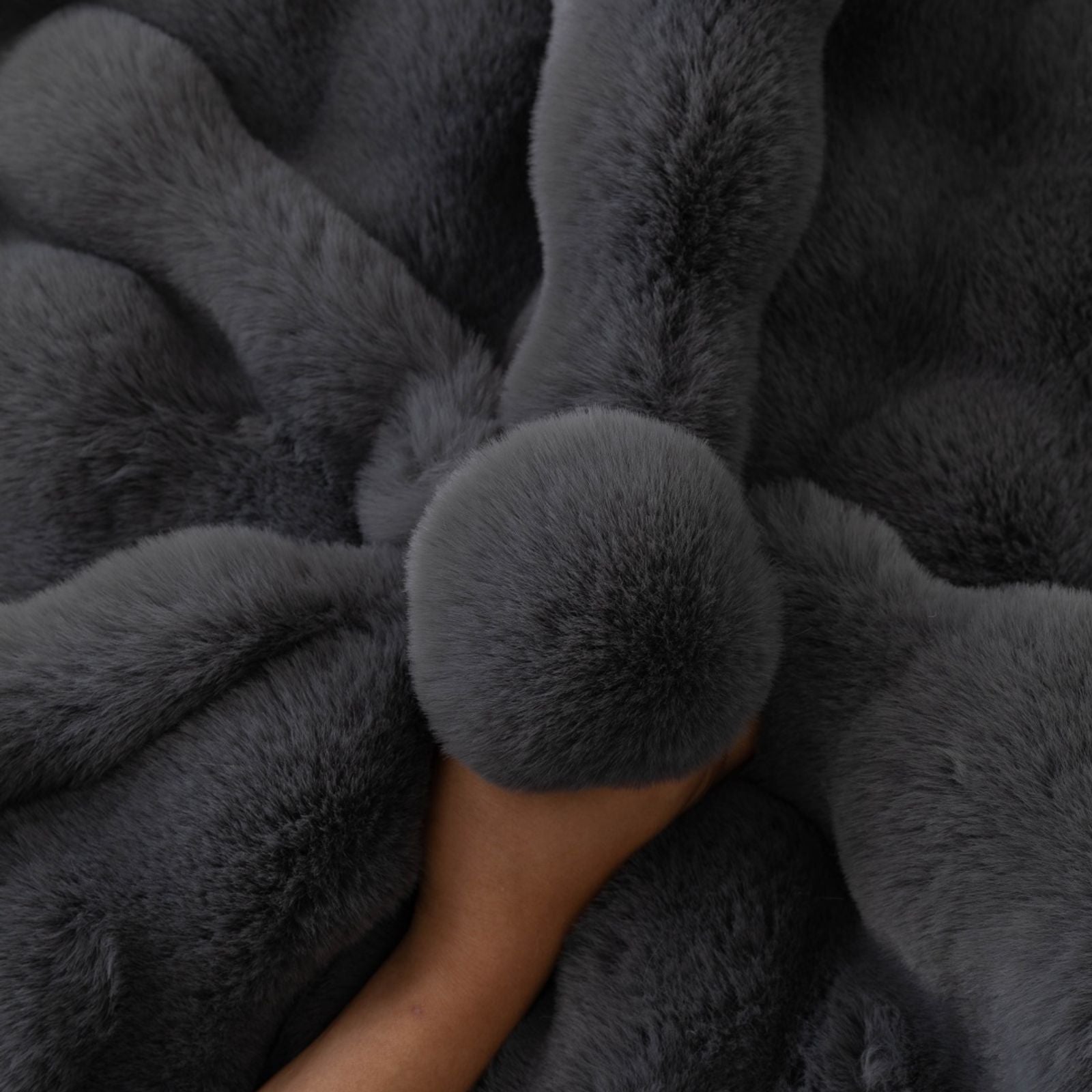Thick Imitation Rabbit Fur Plush Sofa Slipcover