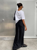Elegant High Waist Black Trumpet Skirt for Women