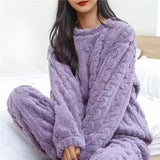 Women's Thickened Coral Velvet Winter Pajamas Set