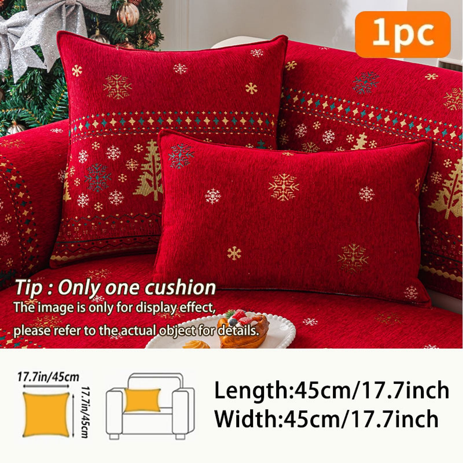 Red Christmas Tree Sofa Cushion - All Season Anti-Slip