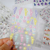 2Pcs 5D Embossed Colorful Flower Nail Stickers