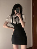 Trendy Summer Slimming Black and White Mini Dress