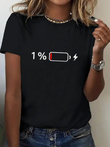 Women's Battery Print Graphic Casual T-Shirt