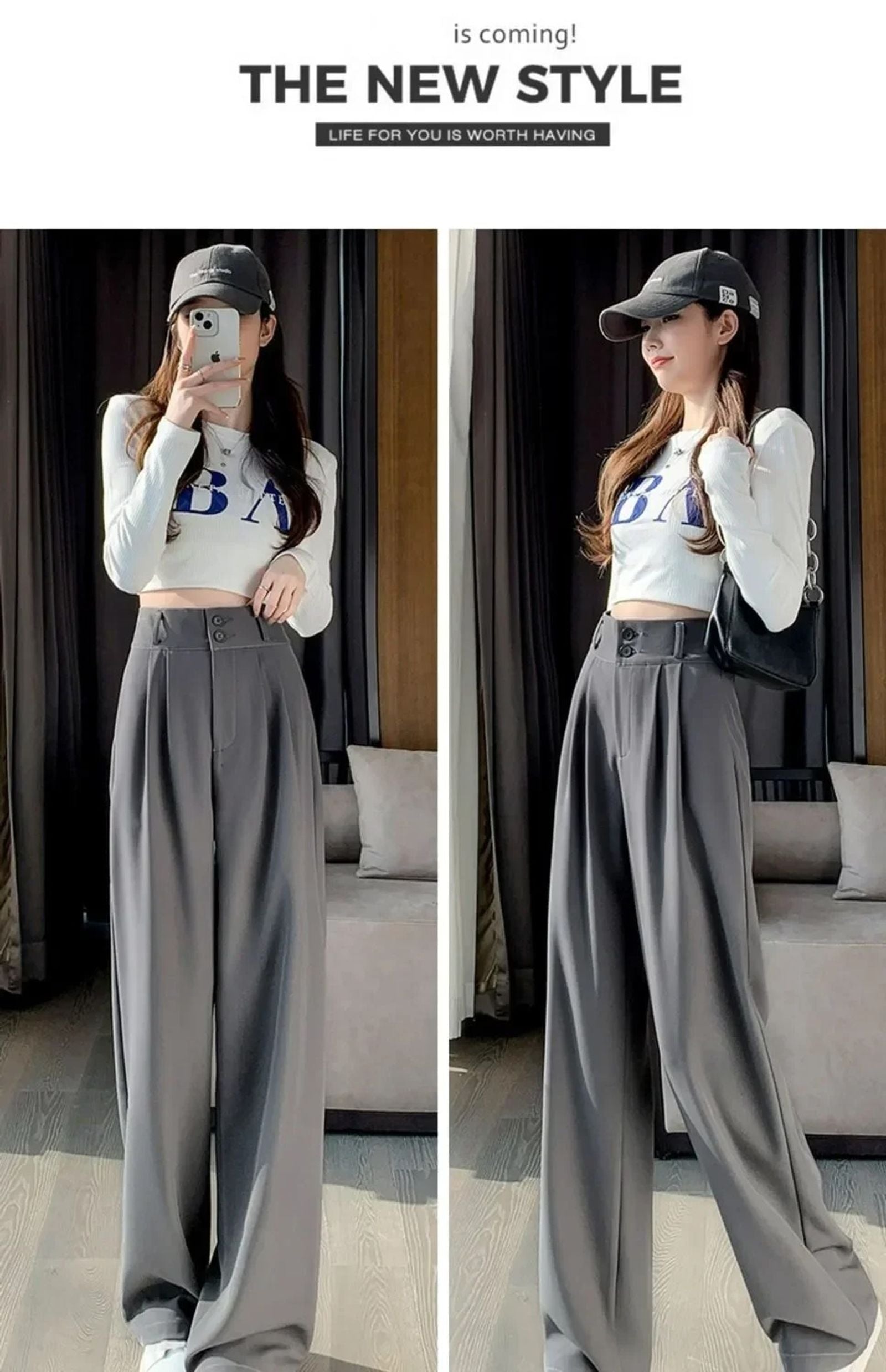 Elegant Wide Leg Pants for Women - High Waist Black Trousers