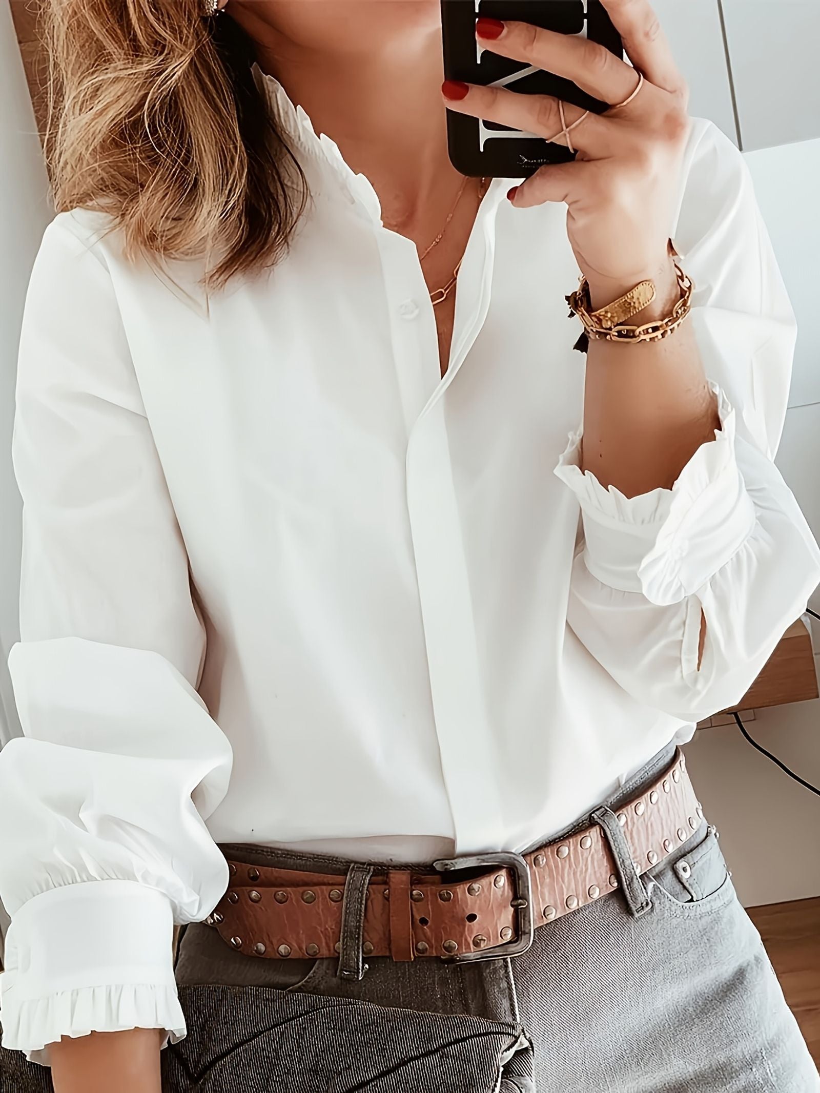 Elegant Long Sleeve Loose Casual Blouse for Women