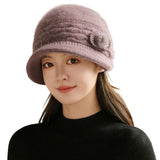 Women's Foldable Knitted Bucket Hat for Winter Travel