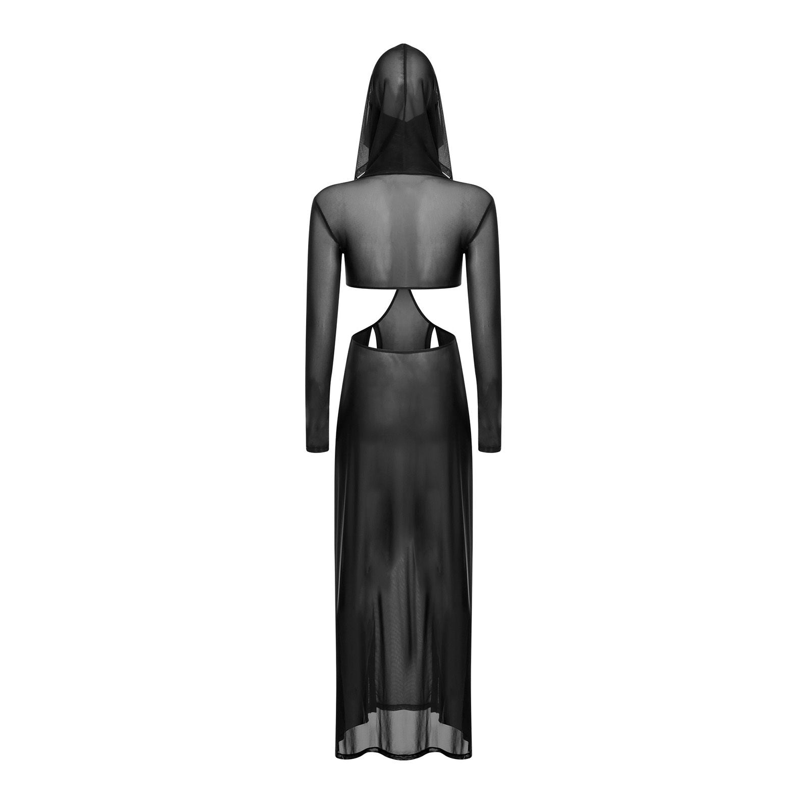 Women's Sexy Hooded Maxi Dress with High Slit