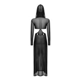 Women's Sexy Hooded Maxi Dress with High Slit