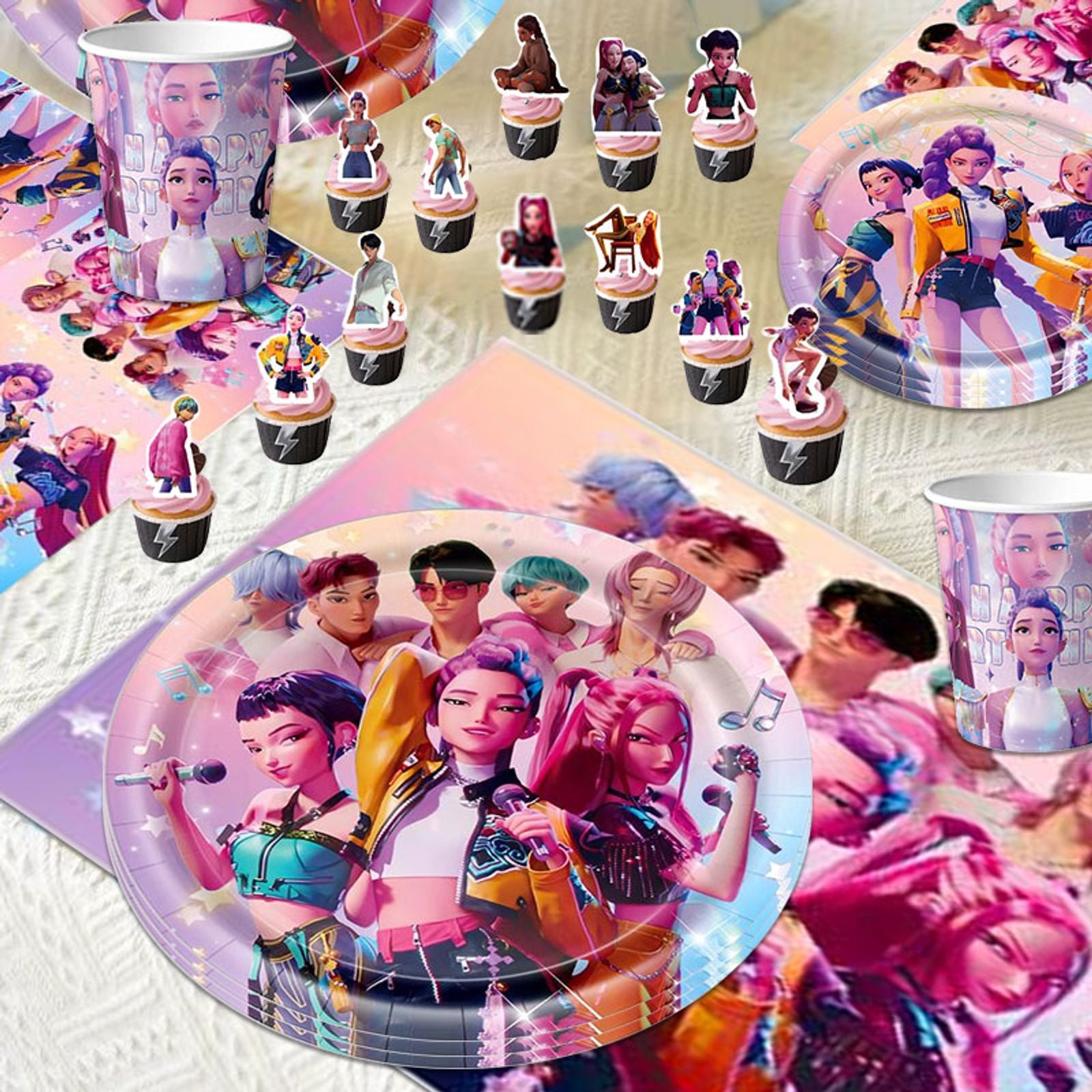 Kpop Demon Hunter Birthday Party Decoration Set