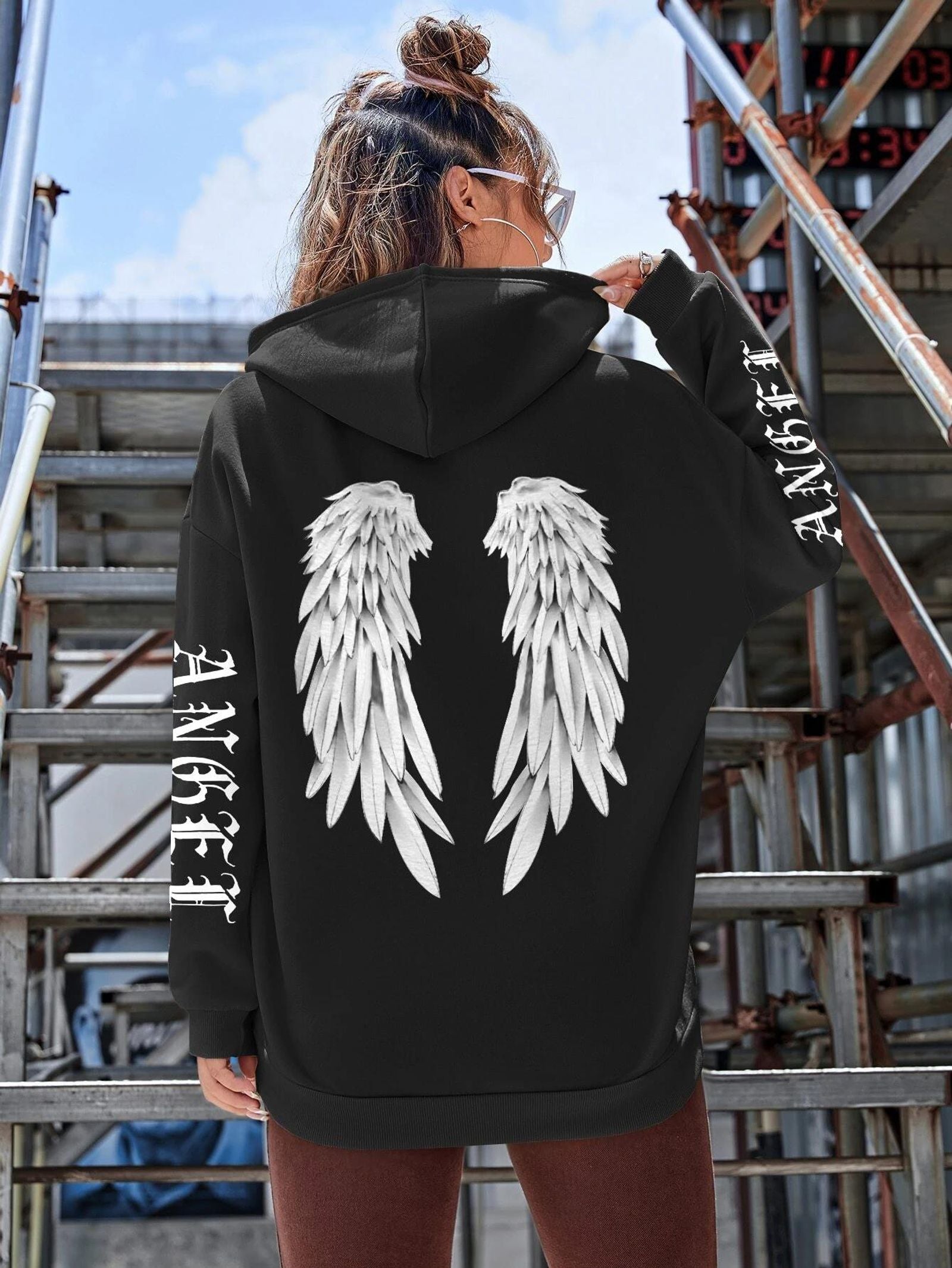Beautiful Angel Wings Printed Hoodie for Women