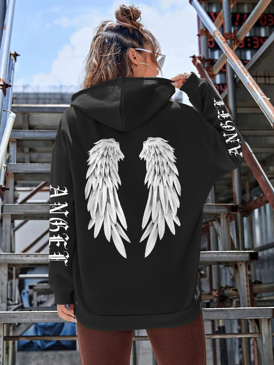 Beautiful Angel Wings Printed Hoodie for Women